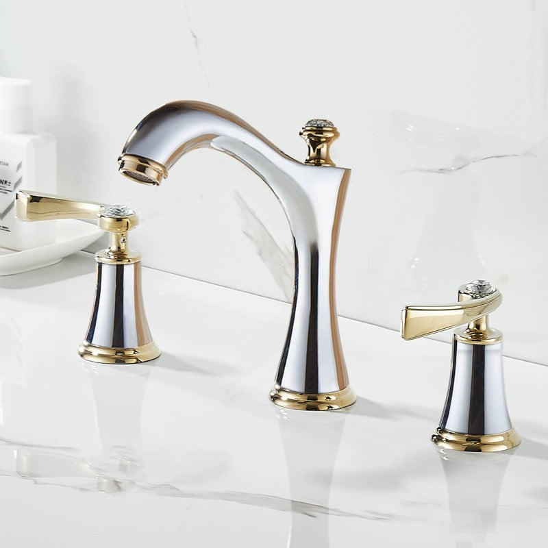Traditional High-Arc Two-Handle 3-Hole Widespread Bathroom Sink Faucet