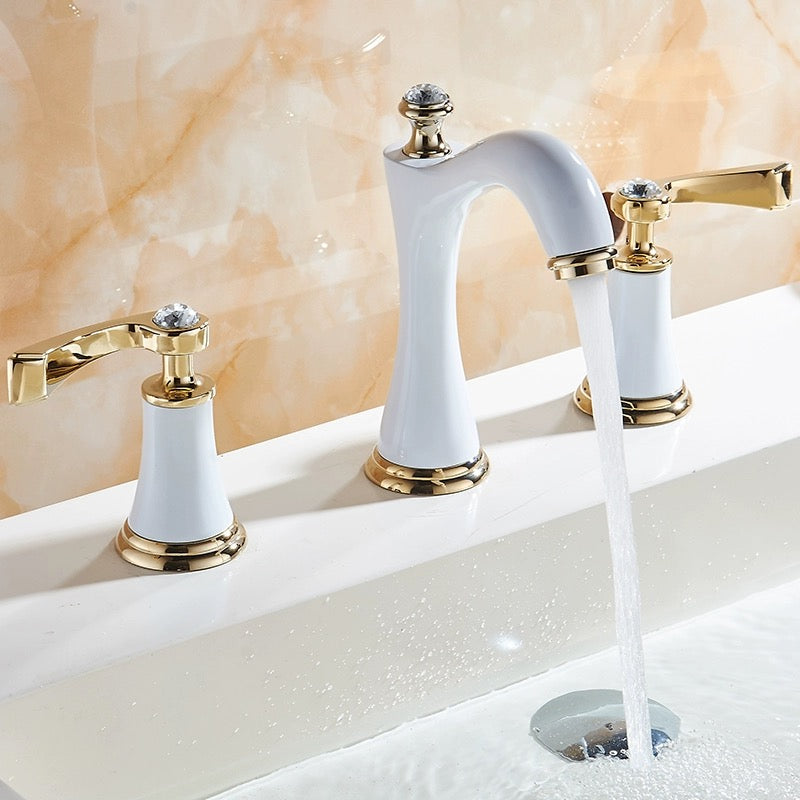 Widespread Three-Hole Copper Bathroom Faucet