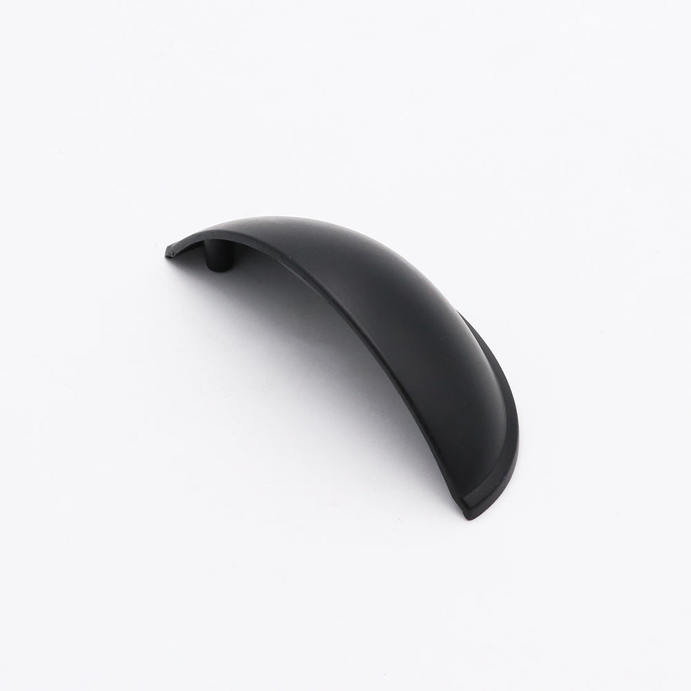 Matte Black Cup Drawer Pulls, 3 Inch Hole Center