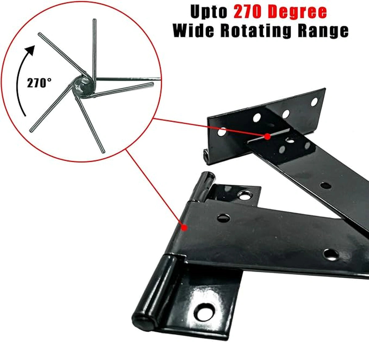 Ironvale Black Heavy-Duty T-Strap Barn Door Hinges