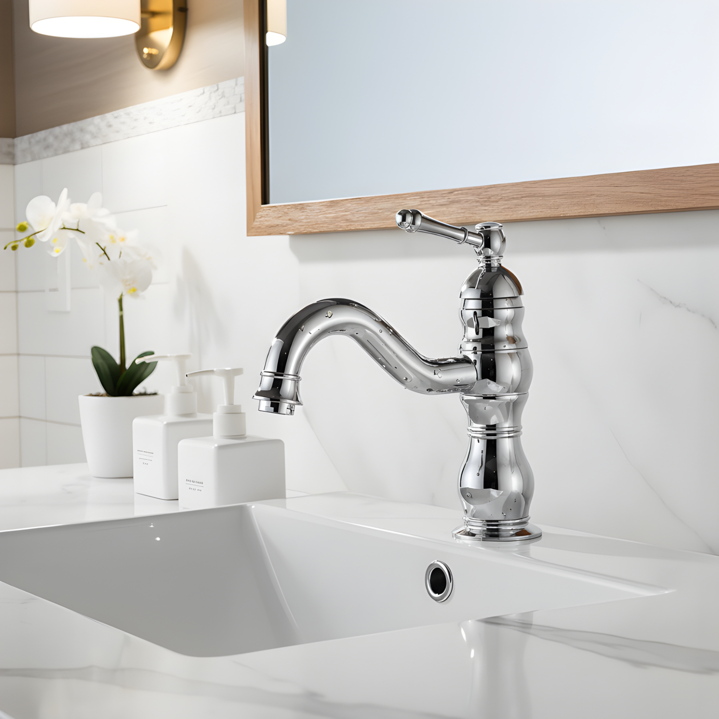 Arcora Antique High-Arc 360° Swivel Bathroom Vessel Sink Faucet With Single Handle Bathroom Sink Faucet
