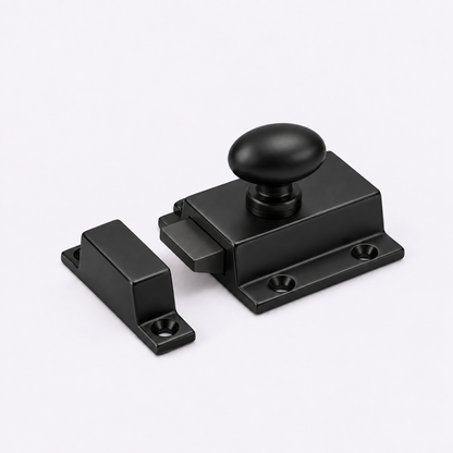Kendall Matte Black Solid Brass Cabinet Latch with Turn Knob
