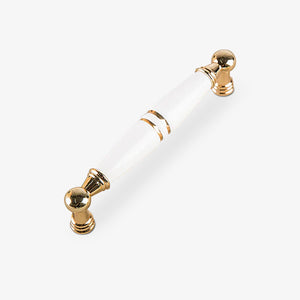 White Ceramic Cabinet Pulls and Knobs, Gold / Black Options