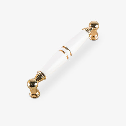 White Ceramic Cabinet Pulls and Knobs, Gold / Black Options