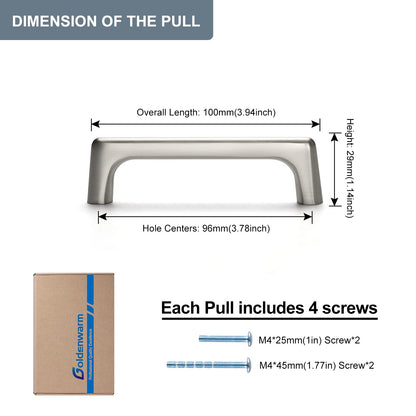 Polished Nickel Square Arch Cabinet Pulls for Kitchens
