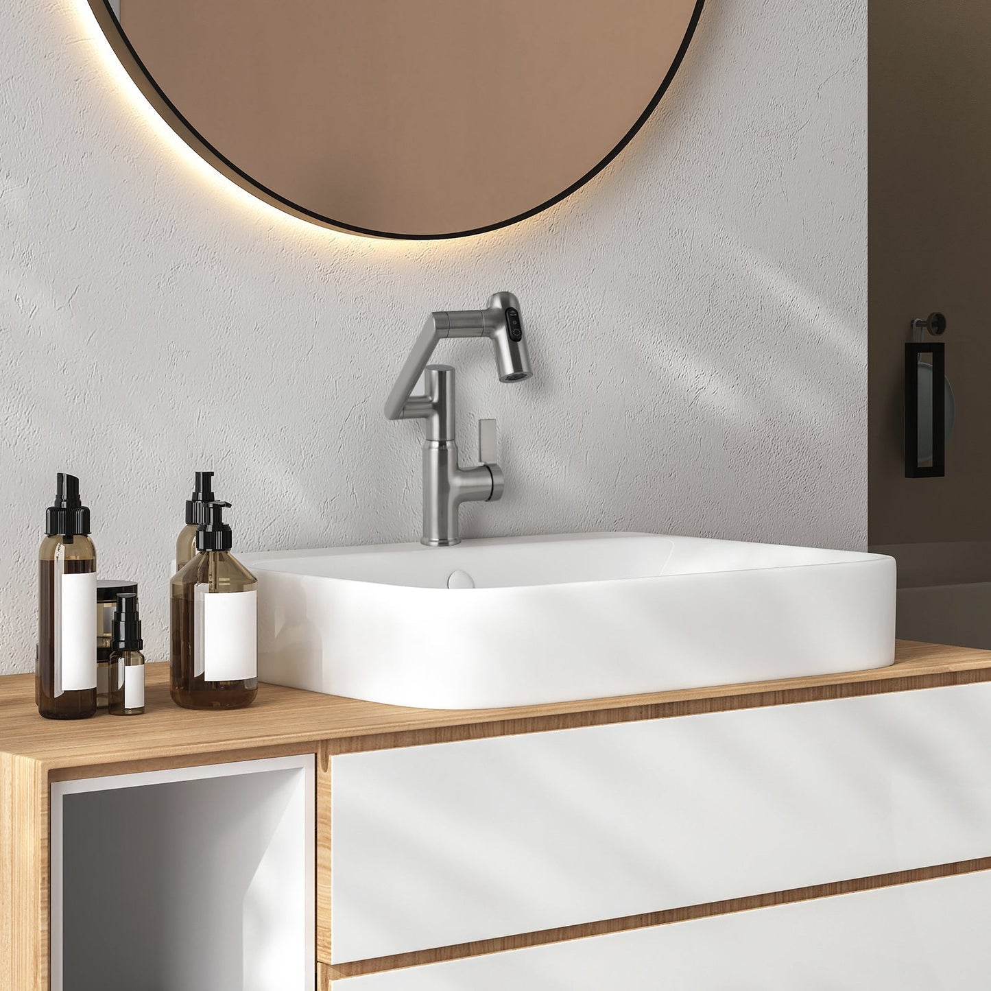 Luma Modern Single Handle 360° Swivel Bathroom Faucet With Digital Temperature Display