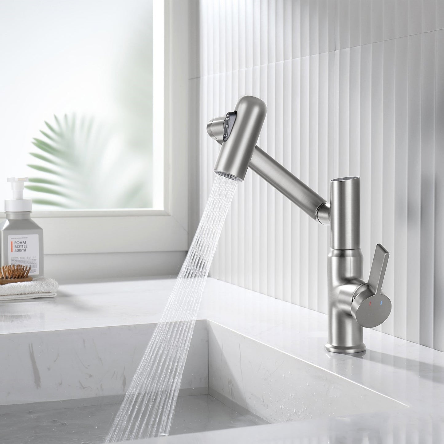 Luma Modern Single Handle 360° Swivel Bathroom Faucet With Digital Temperature Display