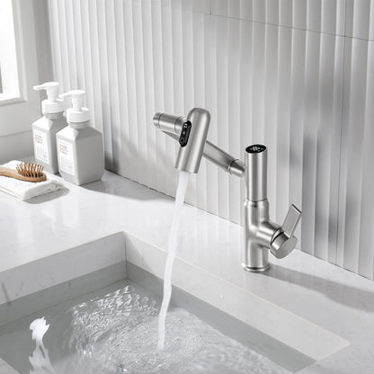 Luma Modern Single Handle 360° Swivel Bathroom Faucet With Digital Temperature Display