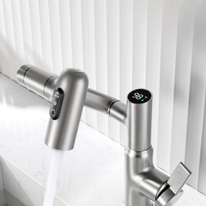 Luma Modern Single Handle 360° Swivel Bathroom Faucet With Digital Temperature Display