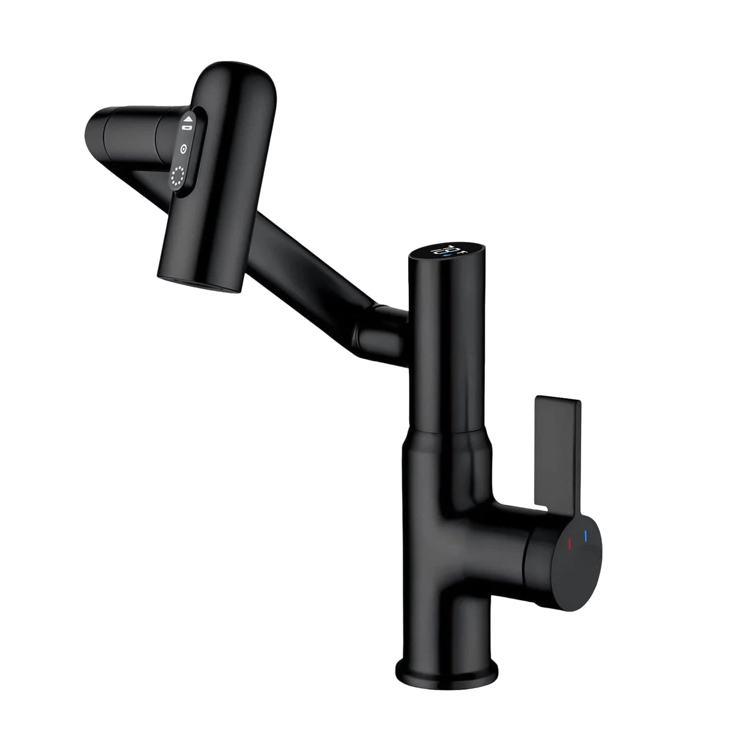 Luma Modern Single Handle 360° Swivel Bathroom Faucet With Digital Temperature Display