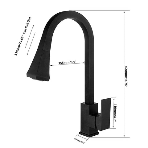 Luma Pull-Out Kitchen Faucet with Dual-Function Sprayer - Dimensions