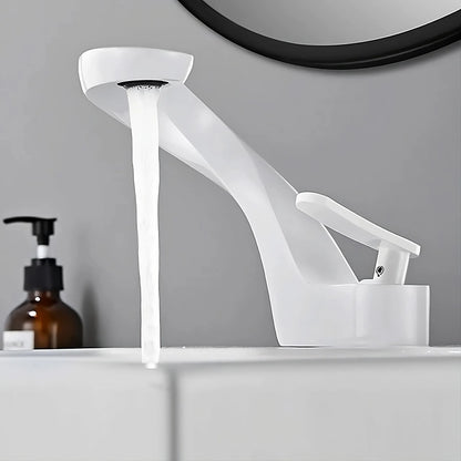 Elara Elegant Bathroom Sink Faucet Single Lever, Solid Brass Single Hole Vanity Faucet