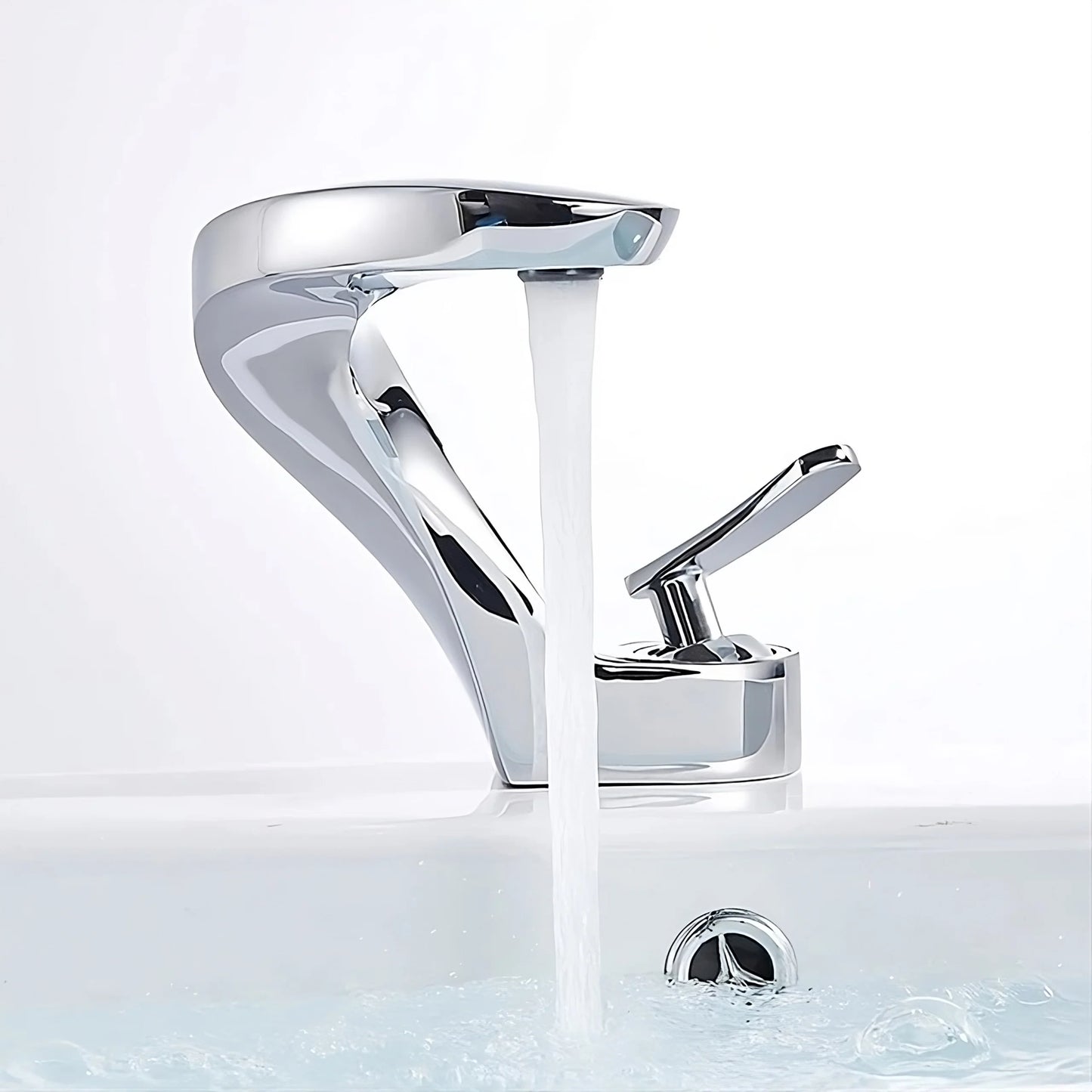 Elara Elegant Bathroom Sink Faucet Single Lever, Solid Brass Single Hole Vanity Faucet