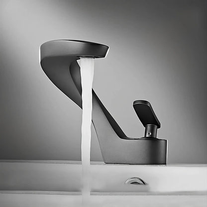 Elara Elegant Bathroom Sink Faucet Single Lever, Solid Brass Single Hole Vanity Faucet