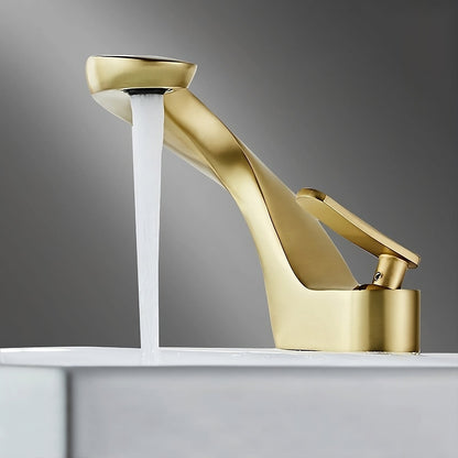 Elara Elegant Bathroom Faucet Single Lever, Solid Brass Single Hole Vanity Faucet