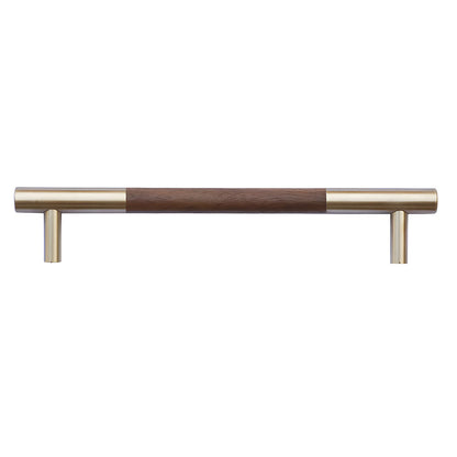 Mid-Century Modern Walnut Wood and Brass Cabinet Pulls