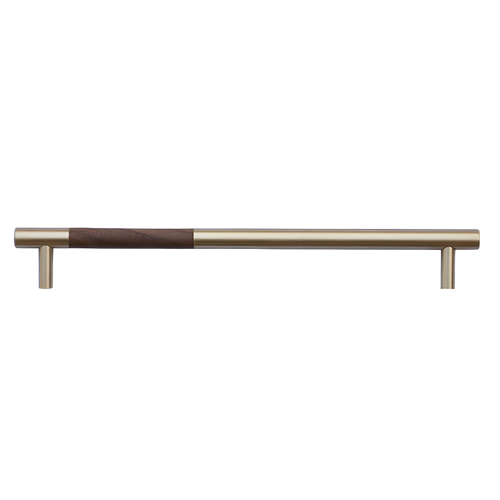 Mid-Century Modern Walnut Wood and Brass Cabinet Pulls