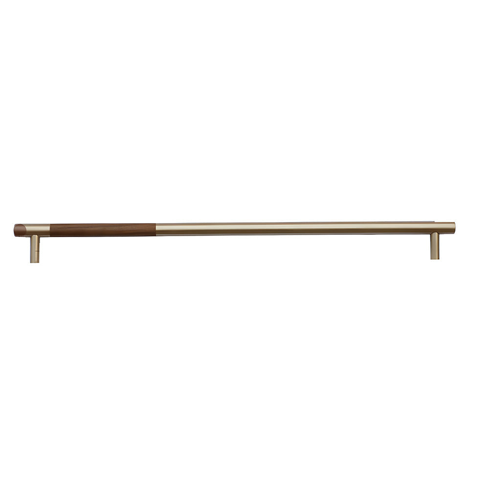 Mid-Century Modern Walnut Wood and Brass Cabinet Pulls