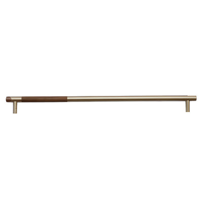 Mid-Century Modern Walnut Wood and Brass Cabinet Pulls