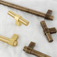 Solid Brass Vintage Round Bar Cabinet Pulls and T-Bar Knobs