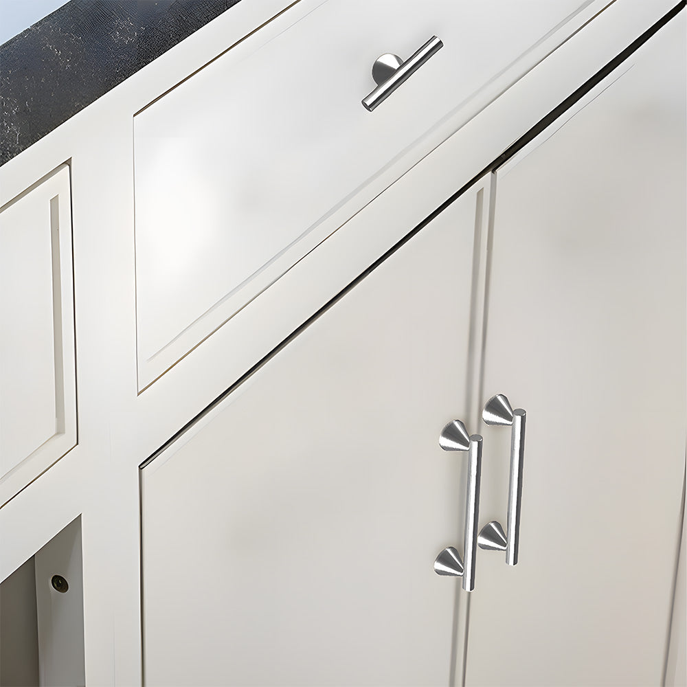 Brass Cabinet Pulls and T-Knobs with Cone Bases