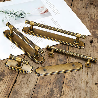 Antique Bronze Knurled Cabinet Pulls with Backplate