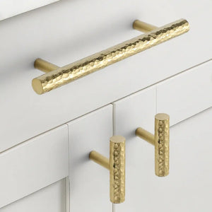 Hammered Round Brass Cabinet Pulls in Gold