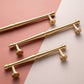 Brushed Brass French Cabinet Pulls, Round Bar Drawer Handles