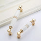 White Ceramic Cabinet Pulls and Knobs, Gold / Black Options