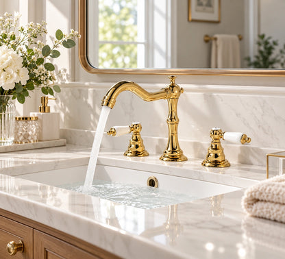 Melora French Vintage 3-Hole Widespread Bathroom Sink Faucet with Two Handles