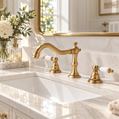 Melora French Vintage 3-Hole Widespread Bathroom Sink Faucet with Two Handles