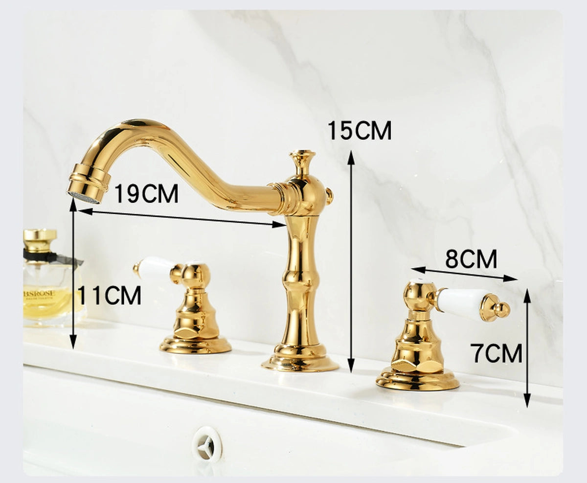 Melora French Vintage 3-Hole Widespread Bathroom Sink Faucet with Two Handles