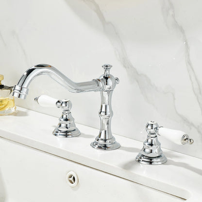 Melora French Vintage 3-Hole Widespread Bathroom Sink Faucet with Two Handles
