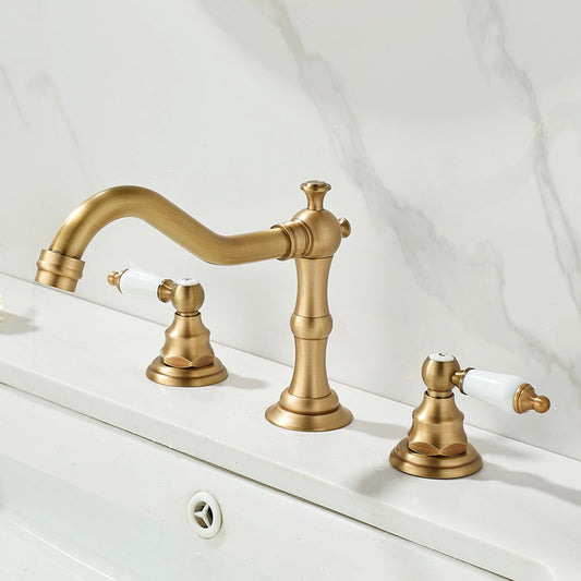 Melora French Vintage 3-Hole Widespread Bathroom Sink Faucet with Two Handles