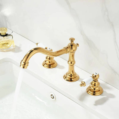 Melora French Vintage 3-Hole Widespread Bathroom Sink Faucet with Two Handles