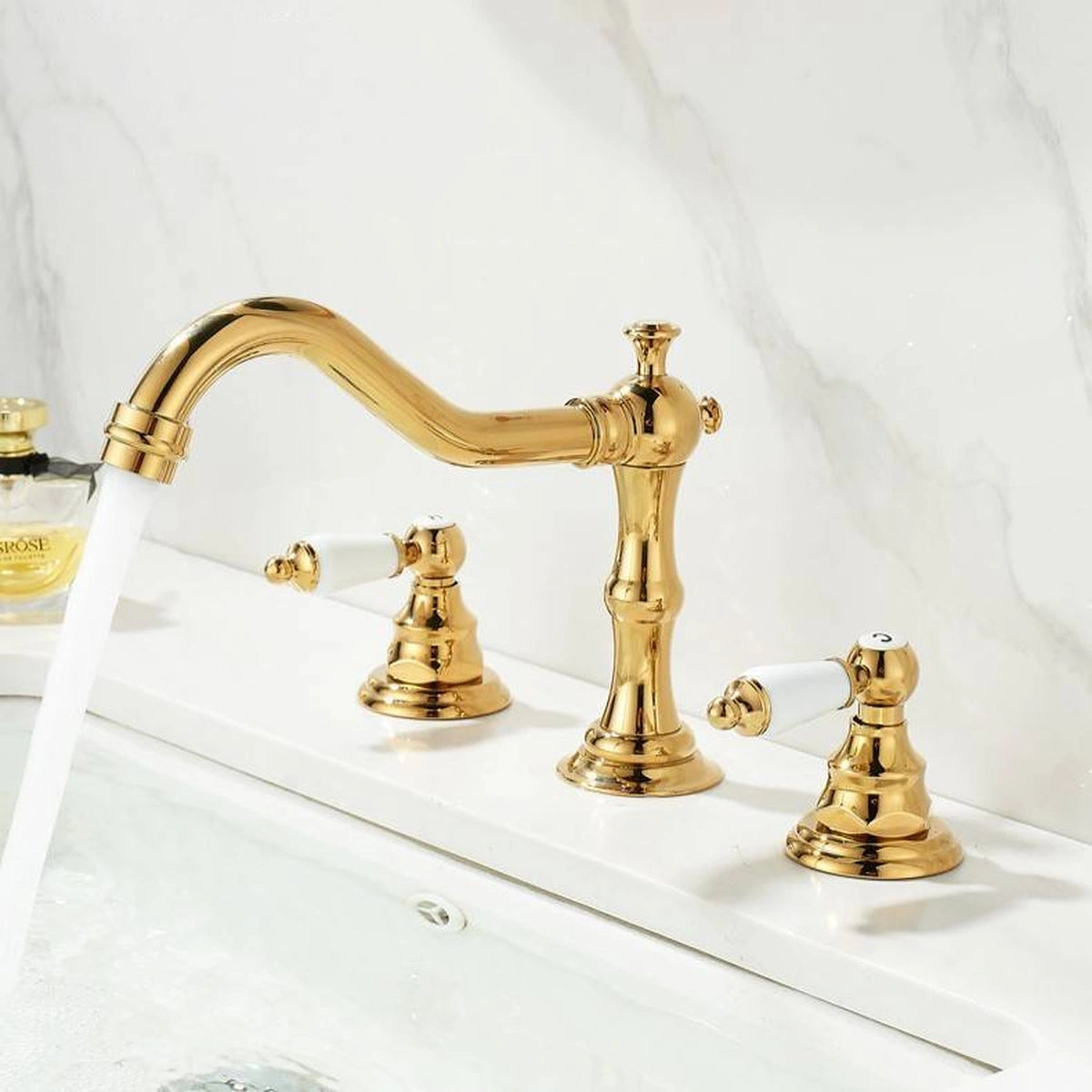 Melora French Vintage 3-Hole Widespread Bathroom Sink Faucet with Two Handles