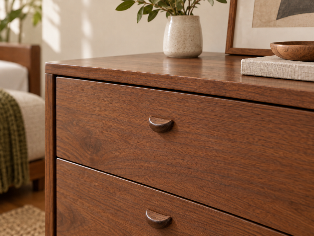 Mid-Century Modern Crescent Wood Cabinet Pull