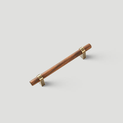 Mid-Century Wood and Brass T-Bar Cabinet Pulls and Knobs