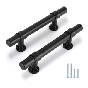 Matte Black Round Bar Cabinet Pulls and T-Bar Knobs