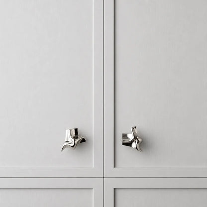 Modern Folded Wing Brass Cabinet Knob