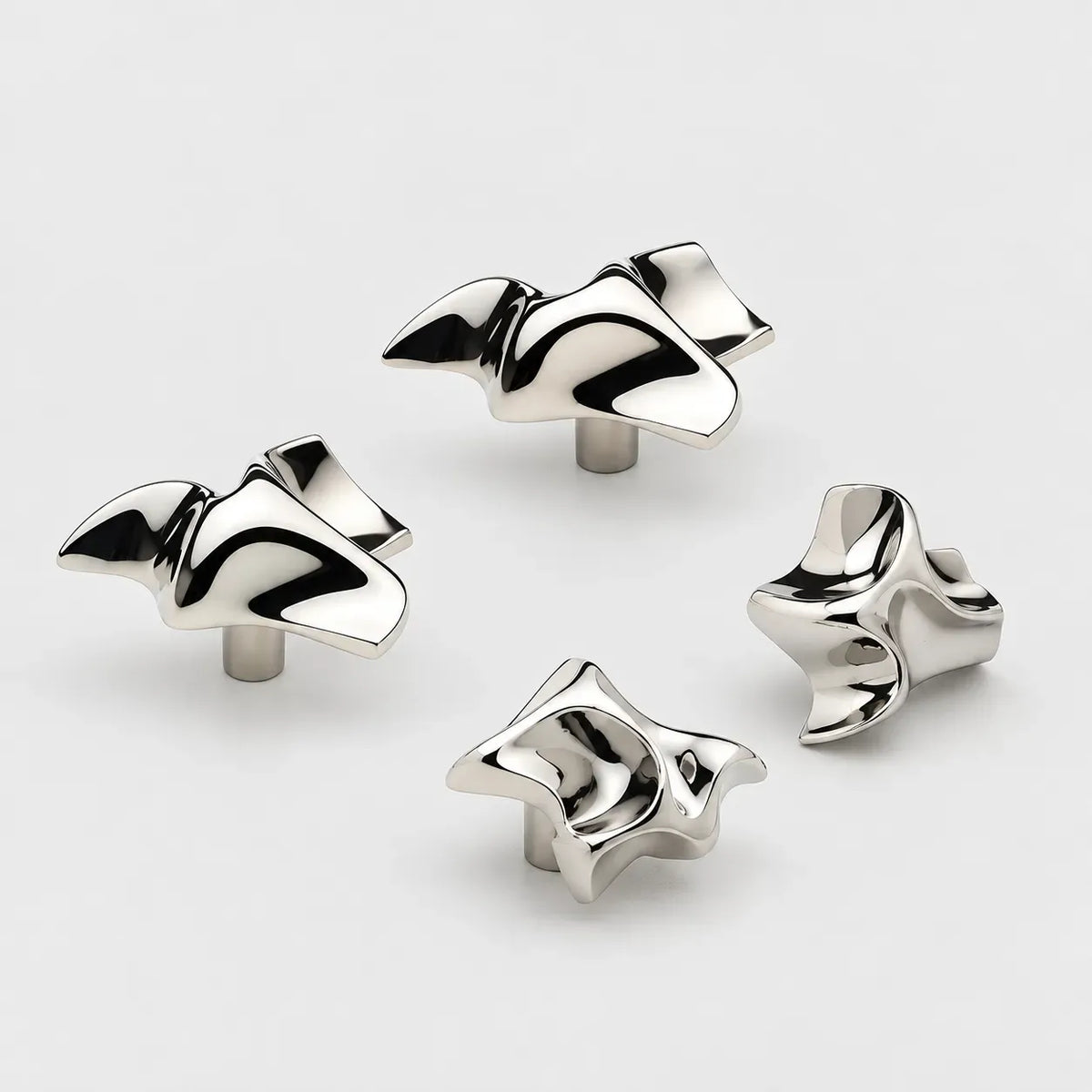 Modern Folded Wing Brass Cabinet Knob