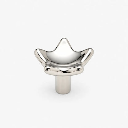 Modern Sculpted Crown Brass Cabinet Knob