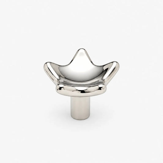 Modern Sculpted Crown Brass Cabinet Knob