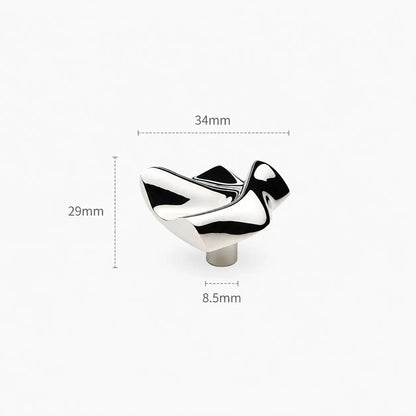 Modern Sculpted Wave Brass Cabinet Knob