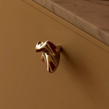 Modern Sculpted Wave Brass Cabinet Knob