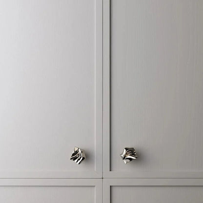 Modern Sculpted Wave Brass Cabinet Knob