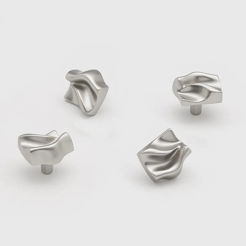 Modern Sculpted Wave Brass Cabinet Knob