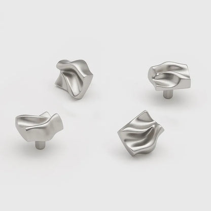 Modern Sculpted Wave Brass Cabinet Knob