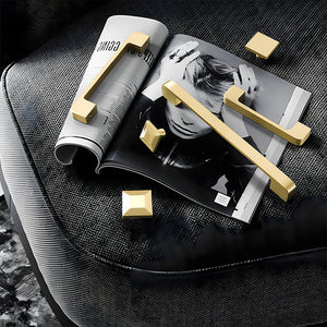 Gold Brass Square Bar Cabinet Pulls and Knobs