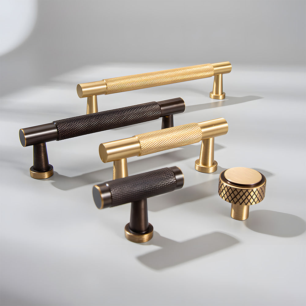 Knurled Brass Cabinet Pulls and T-Knobs